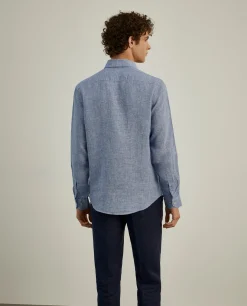 Camisa xadrez de linho slim fit