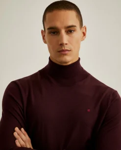 Camisola 100% lã merino com gola alta