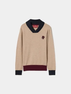 Camisola color block em algodão e caxemira