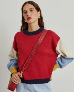 Camisola color block em lã merino e caxemira