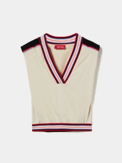 Camisola colorida sem mangas