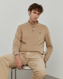 Camisola com botões algodão e caxemira