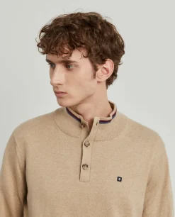 Camisola com botões algodão e caxemira