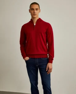 Camisola com fecho em algodão e caxemira