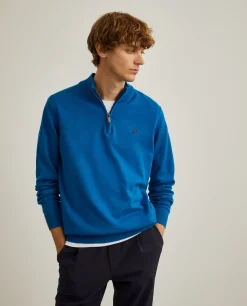 Camisola com fecho em algodão e caxemira