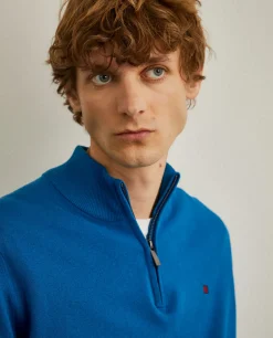 Camisola com fecho em algodão e caxemira