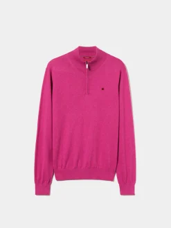 Camisola com fecho em algodão e caxemira