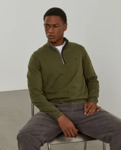 Camisola com fecho em algodão e caxemira