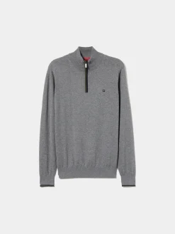 Camisola com fecho em algodão e caxemira