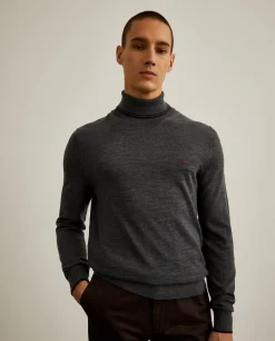 Camisola de gola alta de lã merino