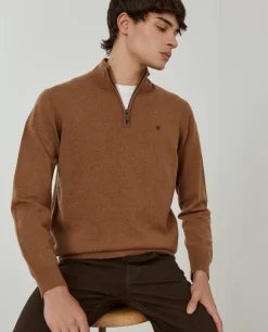 Camisola de lã com fecho