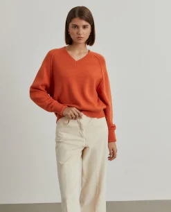 Camisola de lã decote em V