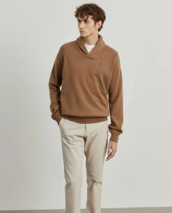 Camisola de lã gola em trespasse