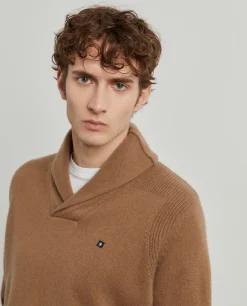 Camisola de lã gola em trespasse