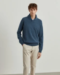 Camisola de lã gola em trespasse