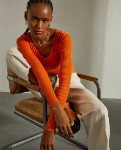 Camisola de malha canelada