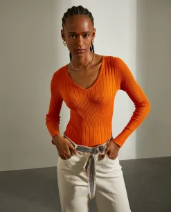 Camisola de malha canelada