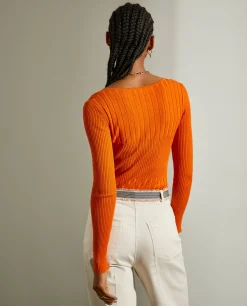 Camisola de malha canelada