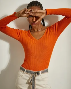 Camisola de malha canelada