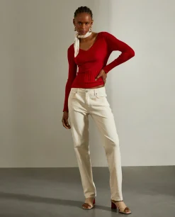 Camisola de malha canelada