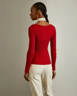 Camisola de malha canelada