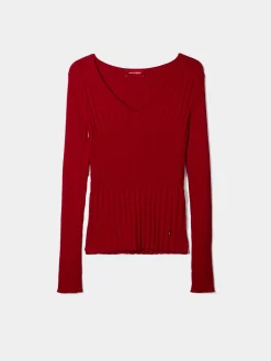 Camisola de malha canelada