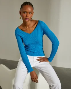 Camisola de malha canelada