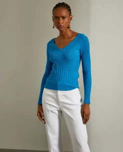 Camisola de malha canelada