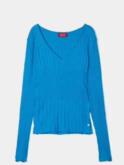 Camisola de malha canelada