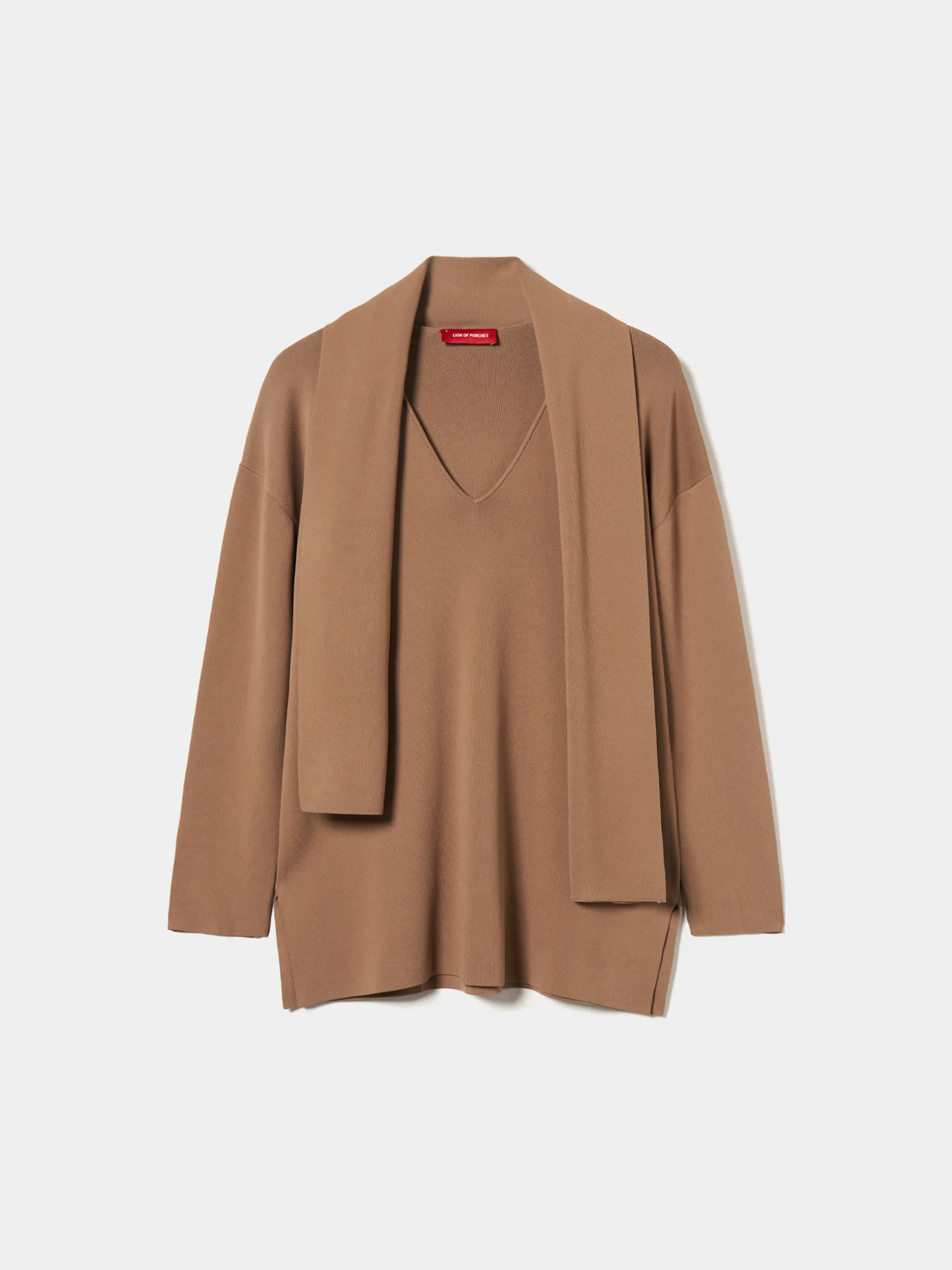 Camisola de malha com cachecol