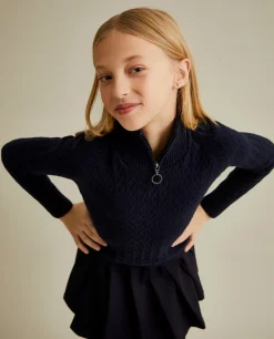 Camisola de malha com textura e fecho