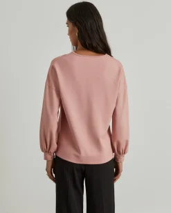 Camisola de malha mangas abalonadas