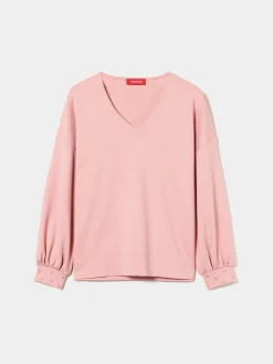 Camisola de malha mangas abalonadas