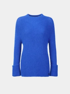 Camisola de meia gola em lã com punhos dobrados