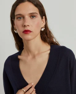 Camisola decote em V com lã