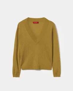 Camisola decote em V com lã