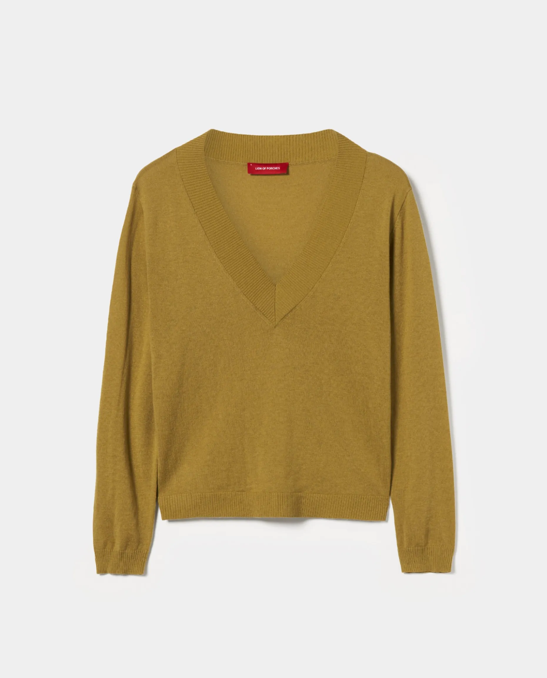 Camisola decote em V com lã