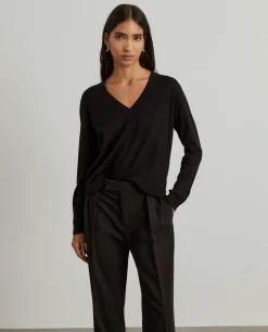 Camisola decote em V com lã