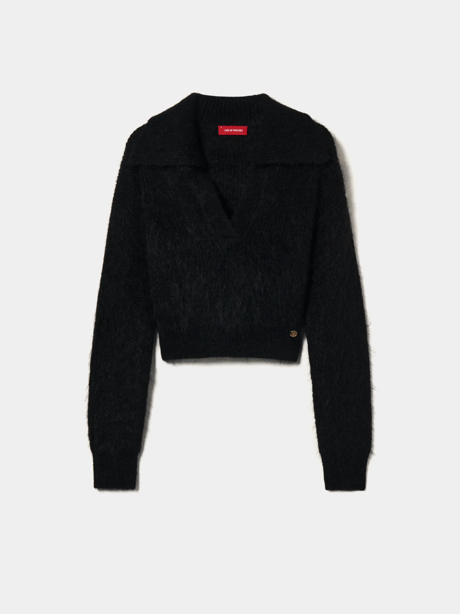 Camisola decote em V com lã mohair