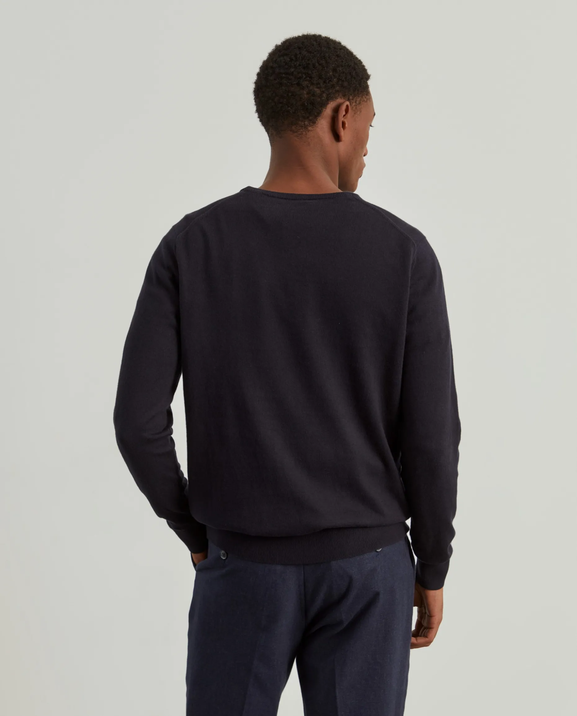 Camisola decote redondo em algodão e caxemira