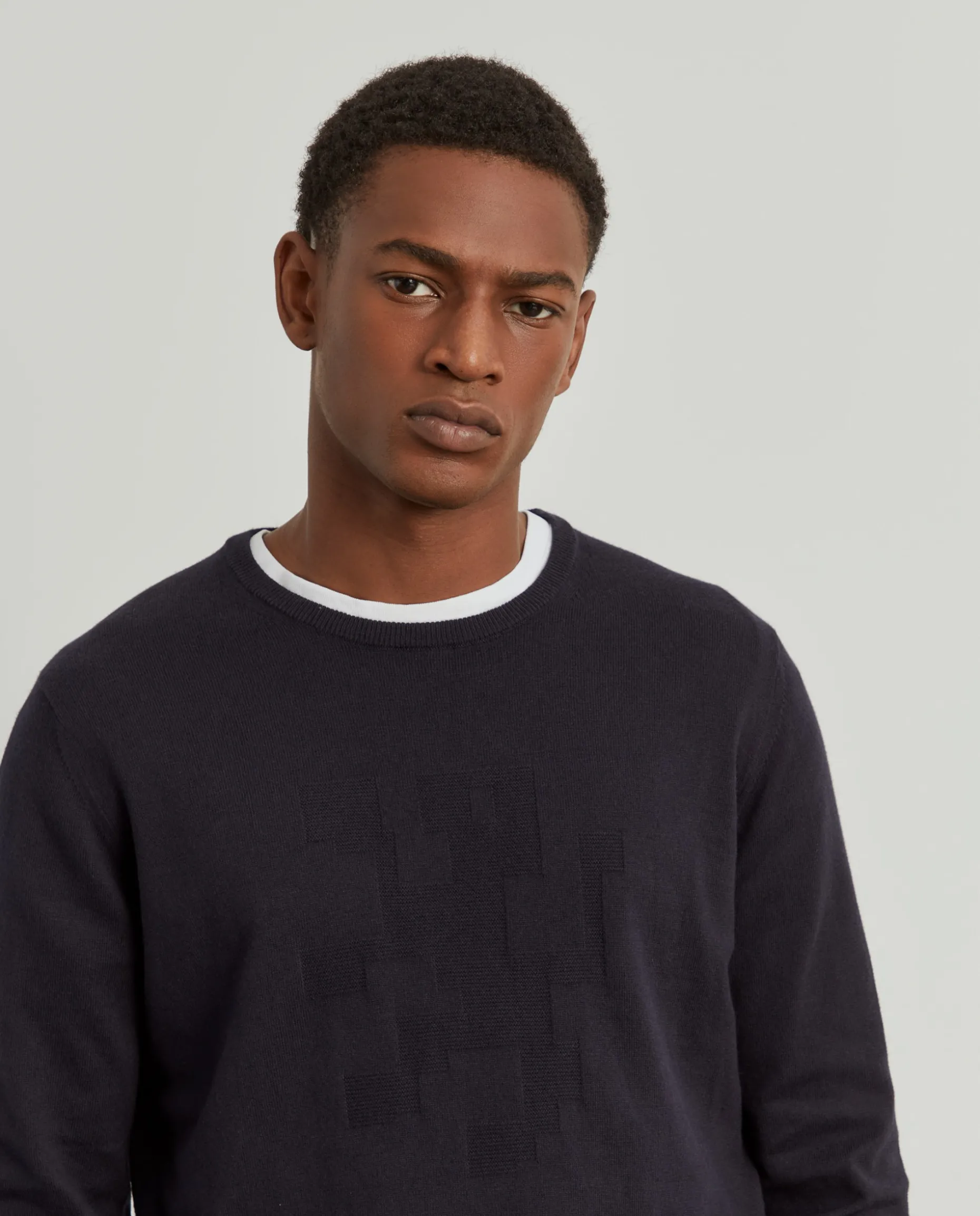 Camisola decote redondo em algodão e caxemira