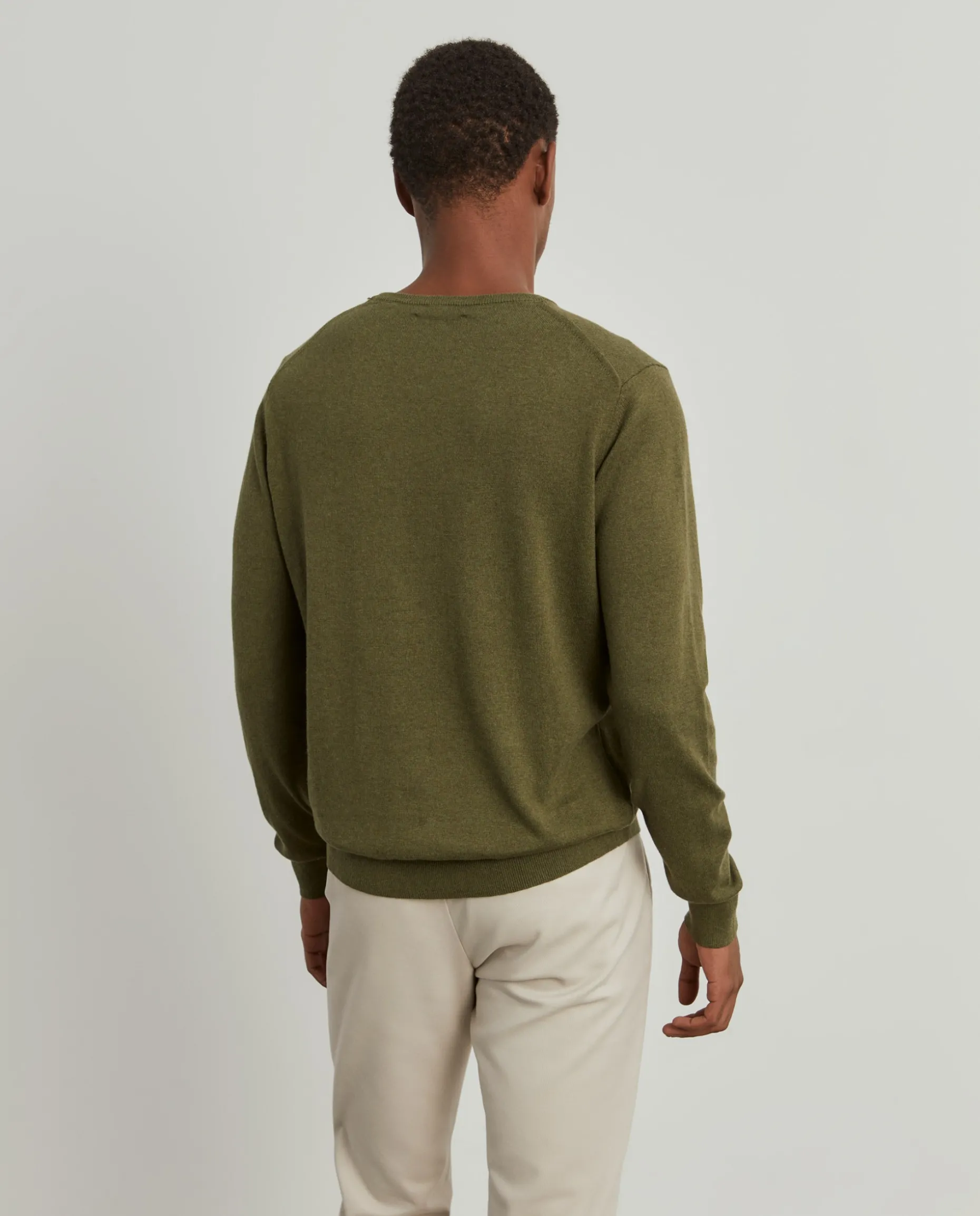 Camisola decote redondo em algodão e caxemira