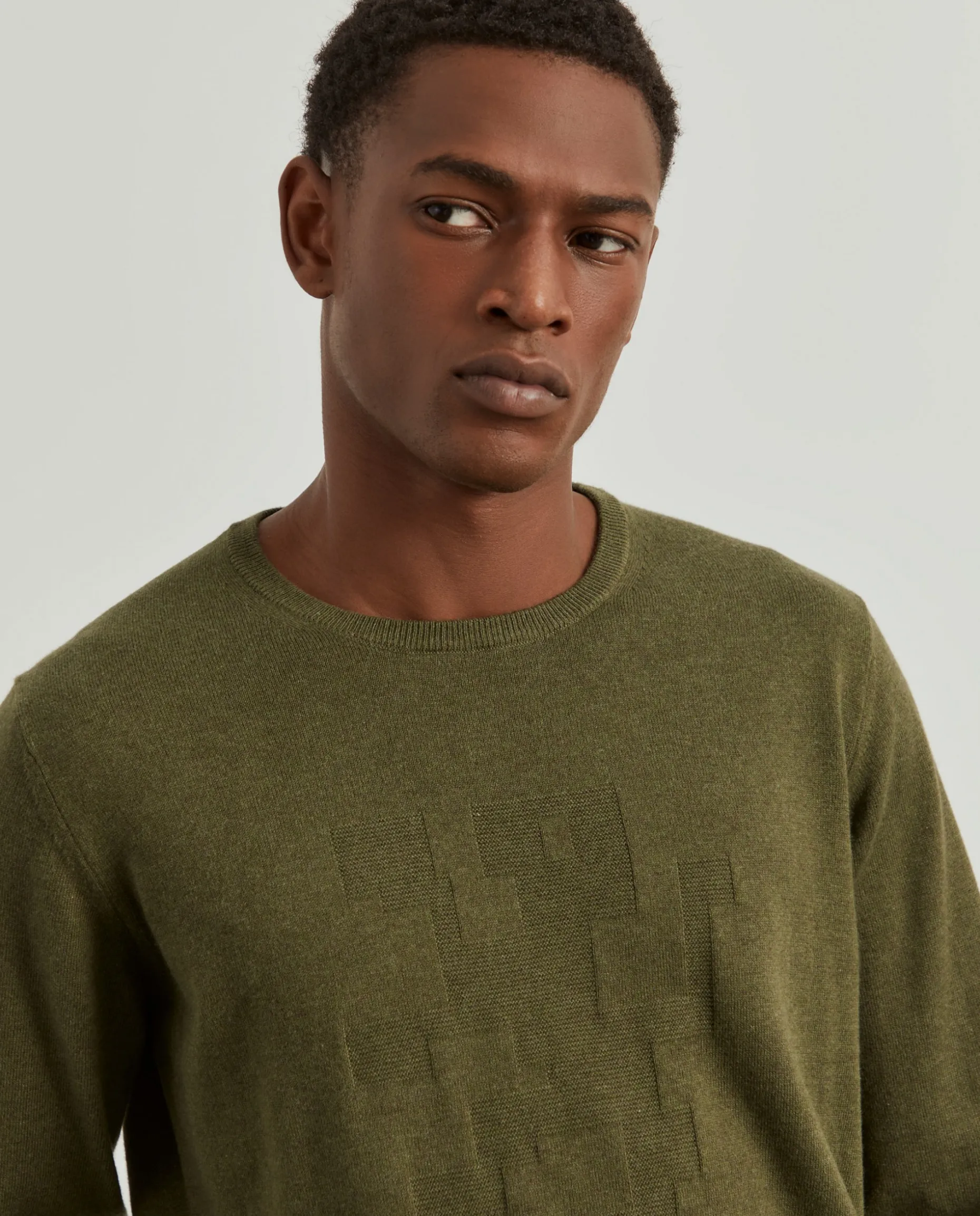 Camisola decote redondo em algodão e caxemira