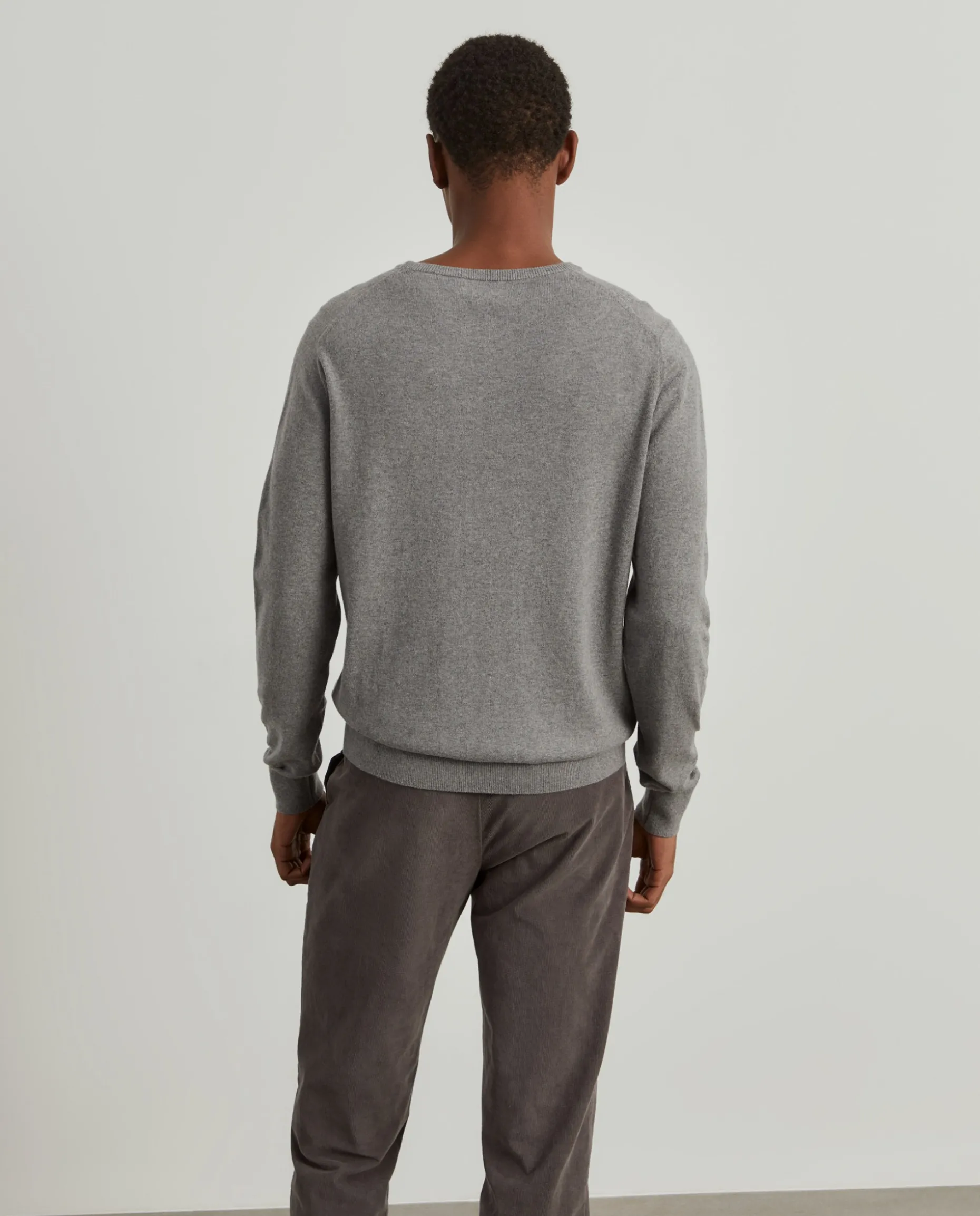 Camisola decote redondo em algodão e caxemira