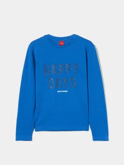 Camisola em algodão com mensagem brilhante