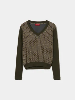 Camisola estampada decote em V