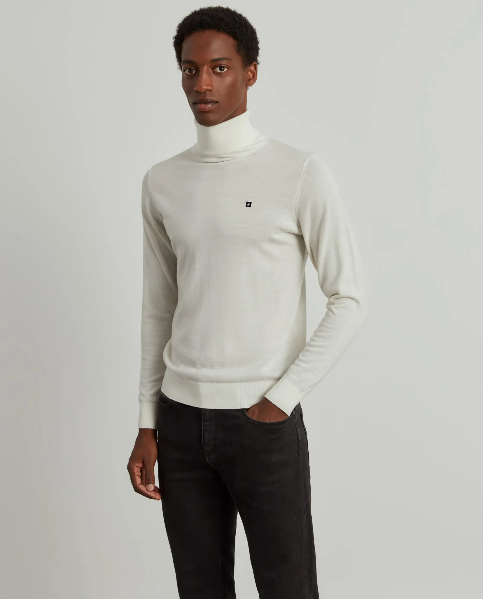 Camisola gola alta 100% lã merino