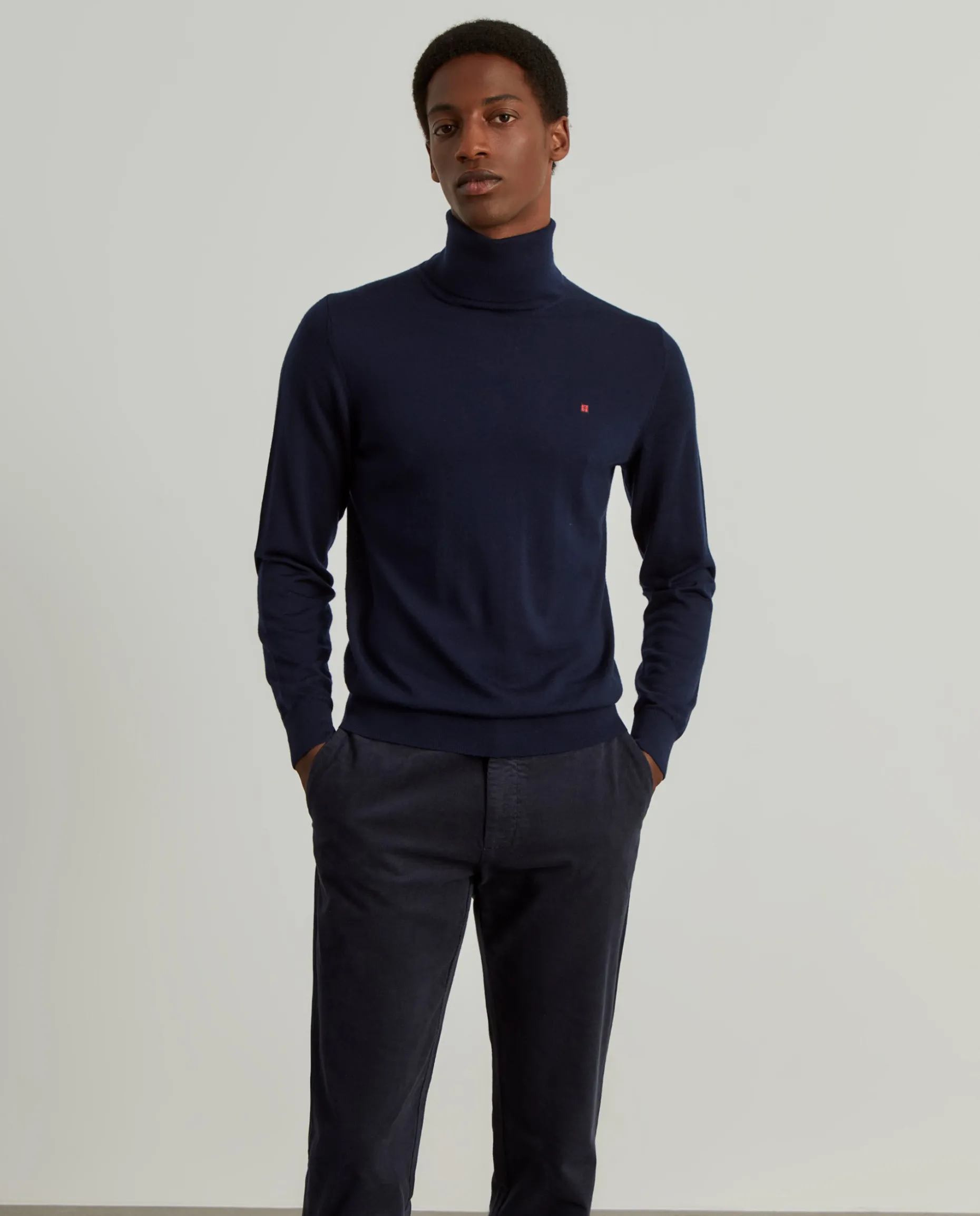 Camisola gola alta 100% lã merino