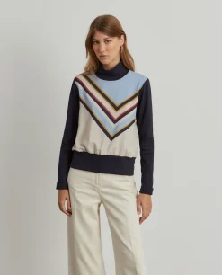 Camisola gola alta com estampado colorido