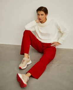 Camisola gola alta com malha tricotada